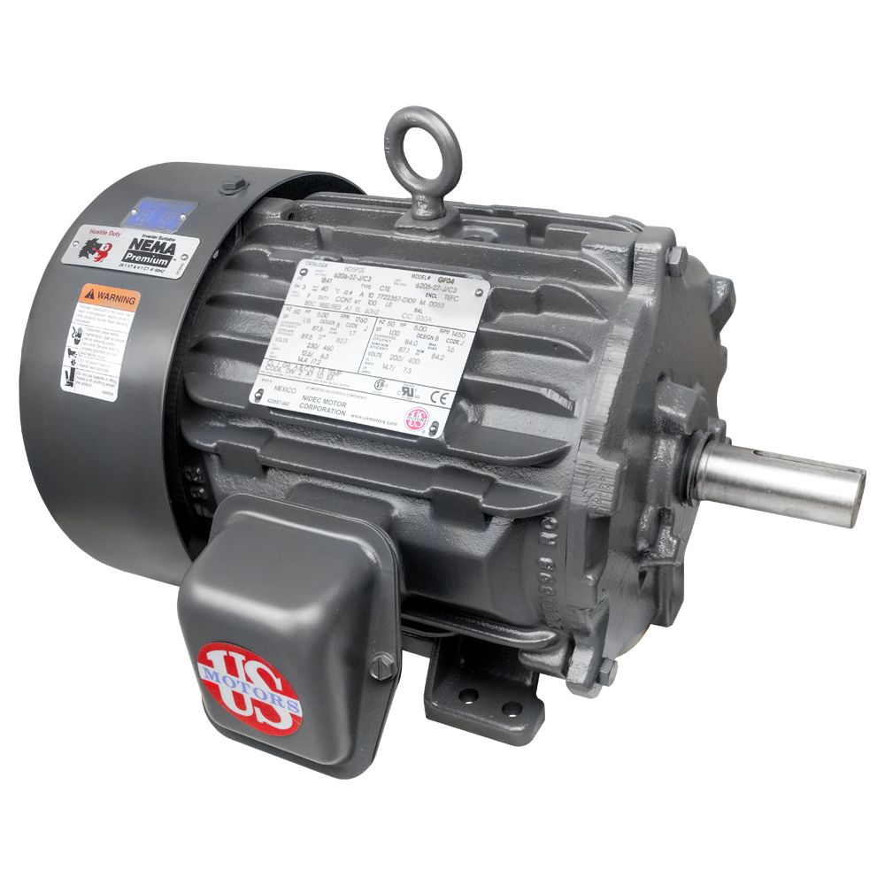 US-Nidec, HD10P2E, 10 HP, 1800 RPM, 230/460V, 215T, General Purpose Motor