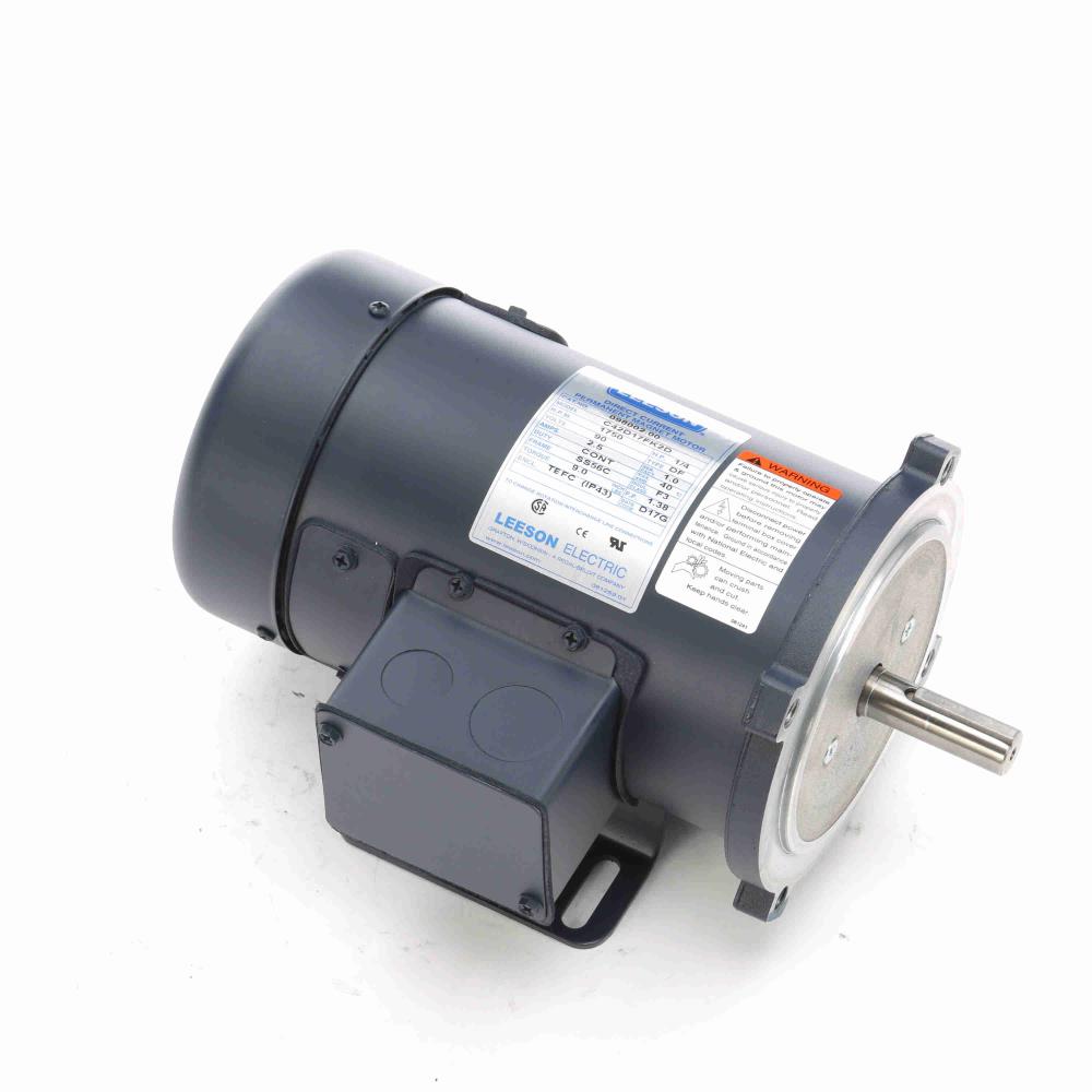 LEESON, 098002.00, PMDC, 1/4 HP, 1750 RPM, SS56C, 6.5 Dia., TEFC, 90V, Motor