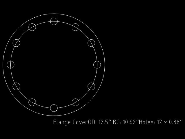 Flange Cover, Stainless, 12.5" OD, 10.62" BCD, 12 x 0.88" Bolt Holes