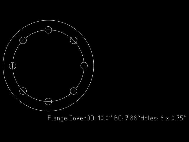 Flange Cover, Stainless, 10.0" OD, 7.88" BCD, 8 x 0.75" Bolt Holes