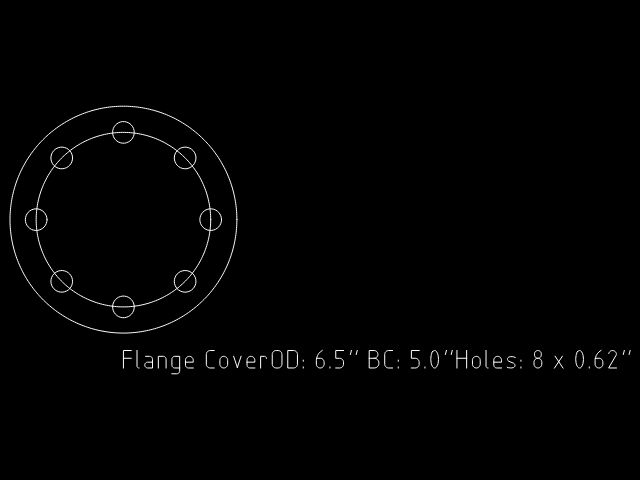 Flange Cover, Stainless, 6.5" OD, 5.0" BCD, 8 x 0.62" Bolt Holes